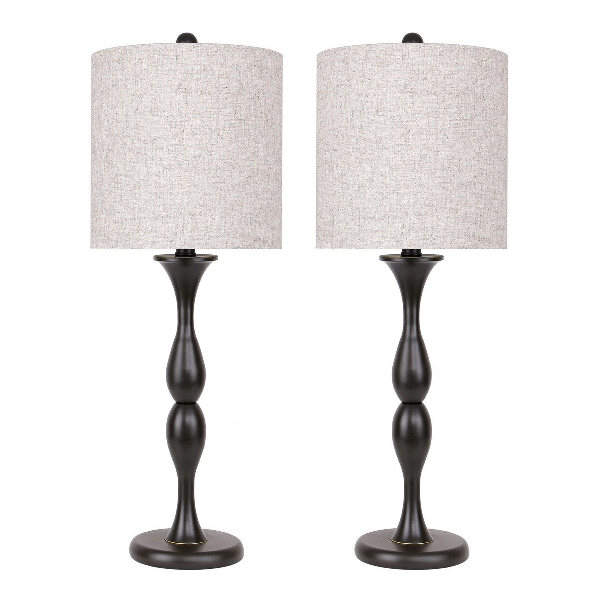 27.5" Metal Table Lamp w/ Baluster-Inspired Body (Set of 2)