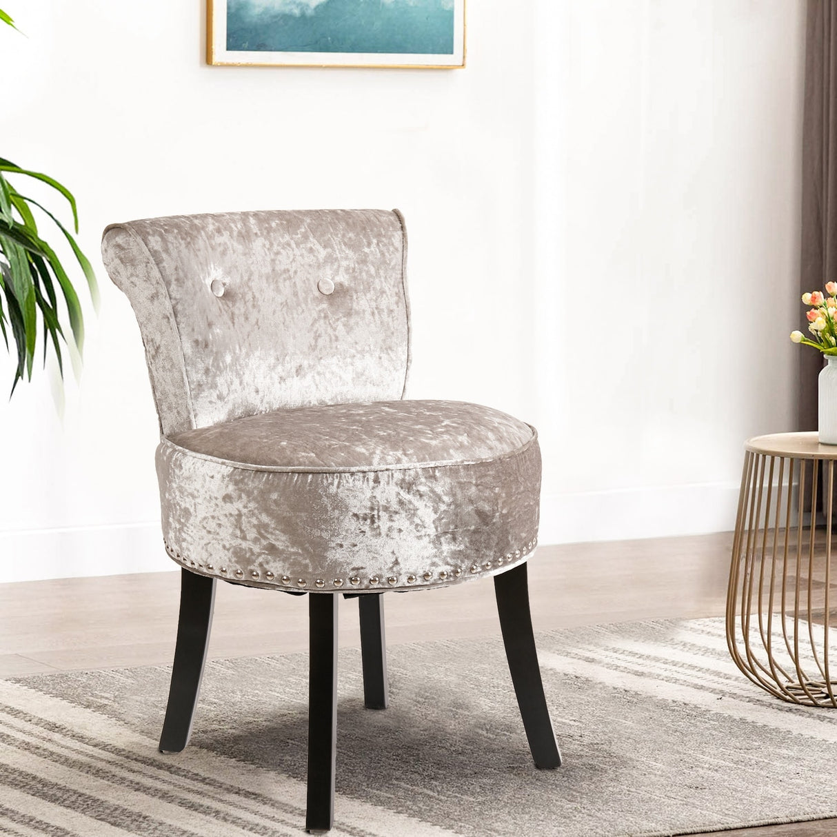 27.5" Tall Solid Wood Vanity Stool Chair - 27.5 H X 19 W X 11.8 D