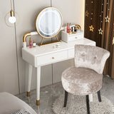 27.5" Tall Solid Wood Vanity Stool Chair - 27.5 H X 19 W X 11.8 D