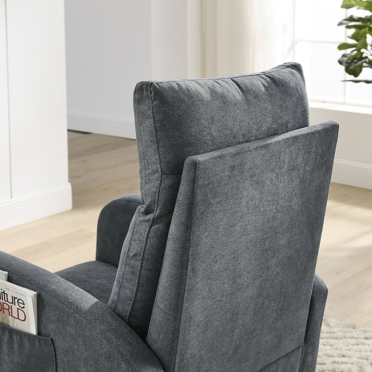 27.6"W Modern Accent High Backrest Living Room Lounge Arm Rocking Chair, Two Side Pocket