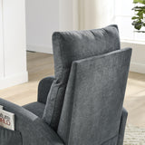 27.6"W Modern Accent High Backrest Living Room Lounge Arm Rocking Chair, Two Side Pocket