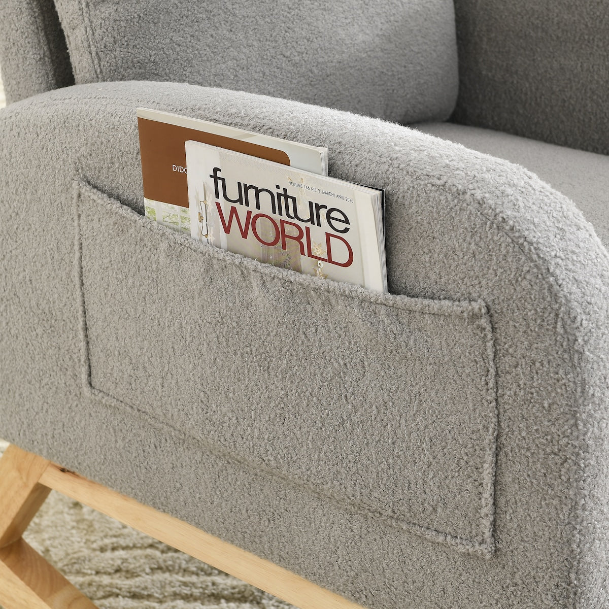 27.6"W Modern Accent High Backrest Living Room Lounge Arm Rocking Chair, Two Side Pocket