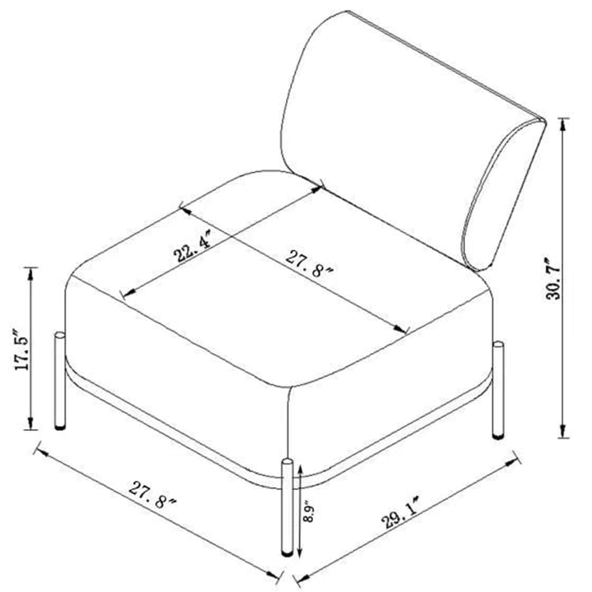 27.8" Metal & Wood Accent Chair