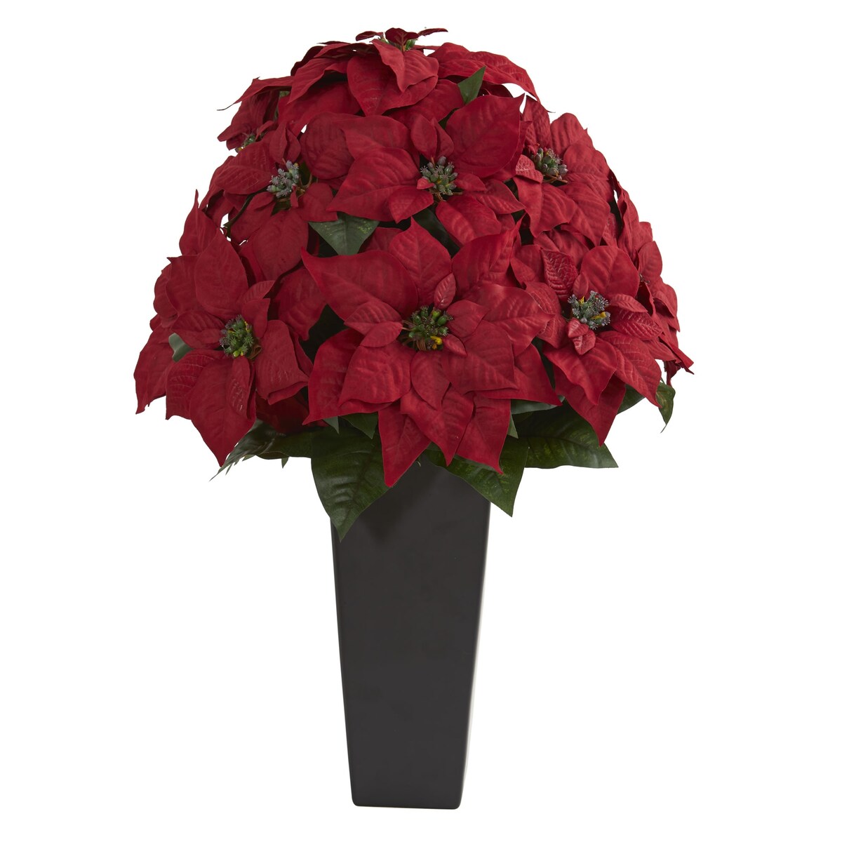 27" Poinsettia Artificial Plant in Black Planter - 27