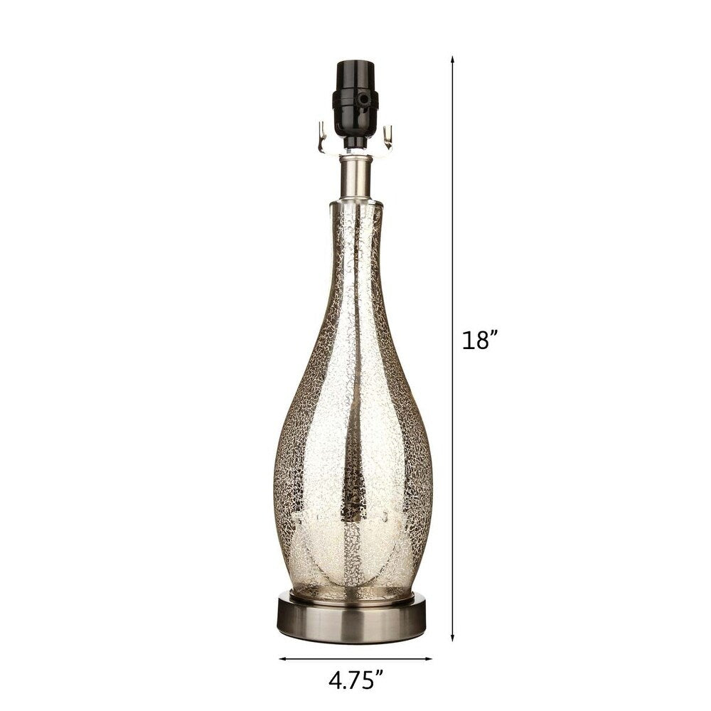 27" Teardrop Lamp Base 2 Pack, Mercury Silver/Gold Glass Table Lamp Set with White Linen Shades