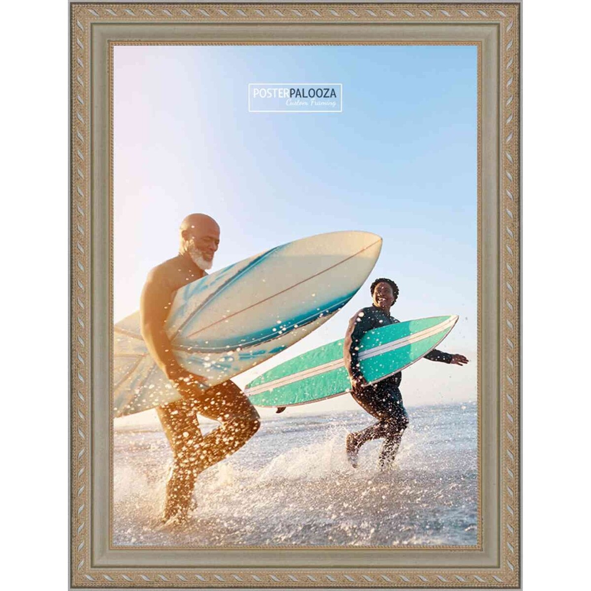27x21 Traditional Antique Silver Complete Wood Picture Frame with UV Acrylic, Backing, & Hardware