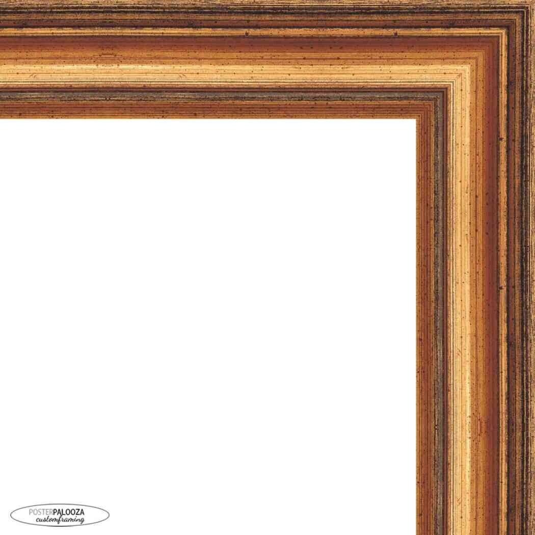 27x27 Traditional Gold Complete Wood Square Picture Frame with UV Acrylic, Foam Board Backing, & Hardware