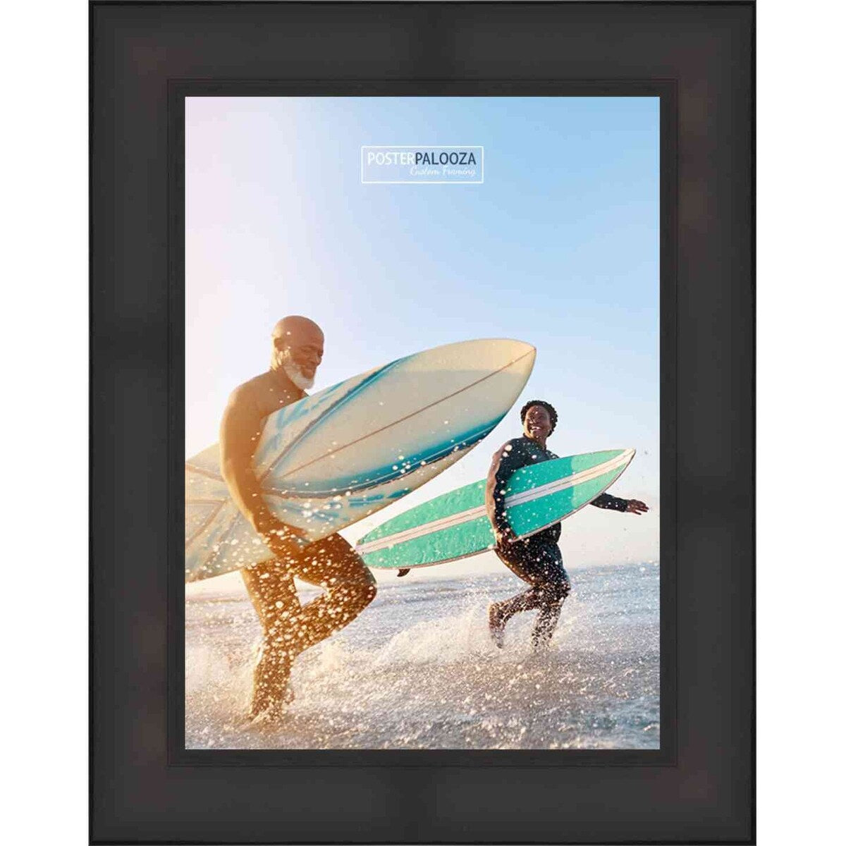27x36 Lacquer Black Complete Wood Picture Frame with UV Acrylic, Foam Board Backing, & Hardware