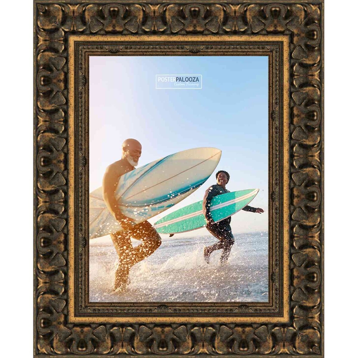 27x39 Ornate Antique Gold Complete Wood Picture Frame with UV Acrylic, Foam Board Backing, & Hardware