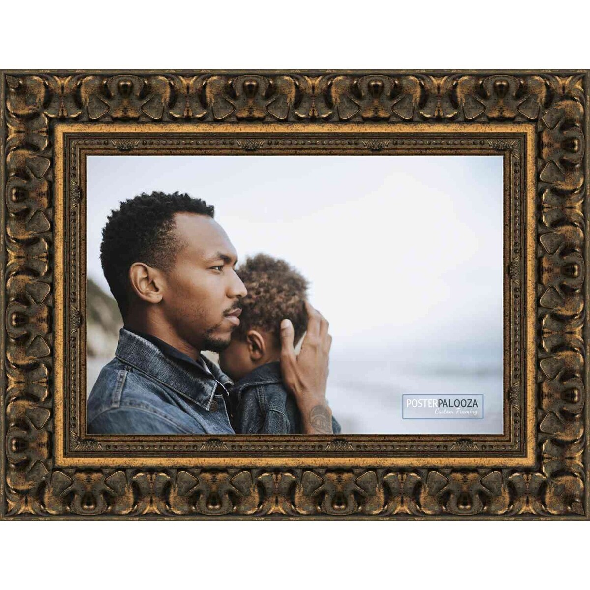 27x39 Ornate Antique Gold Complete Wood Picture Frame with UV Acrylic, Foam Board Backing, & Hardware