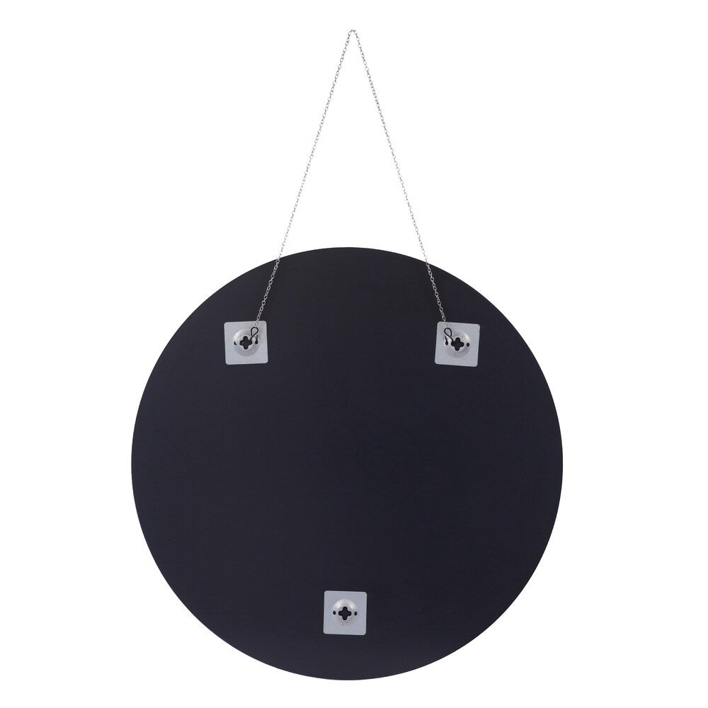 28 Inch Frameless Beveled Wall Mirror With Hanging Chain - Silver