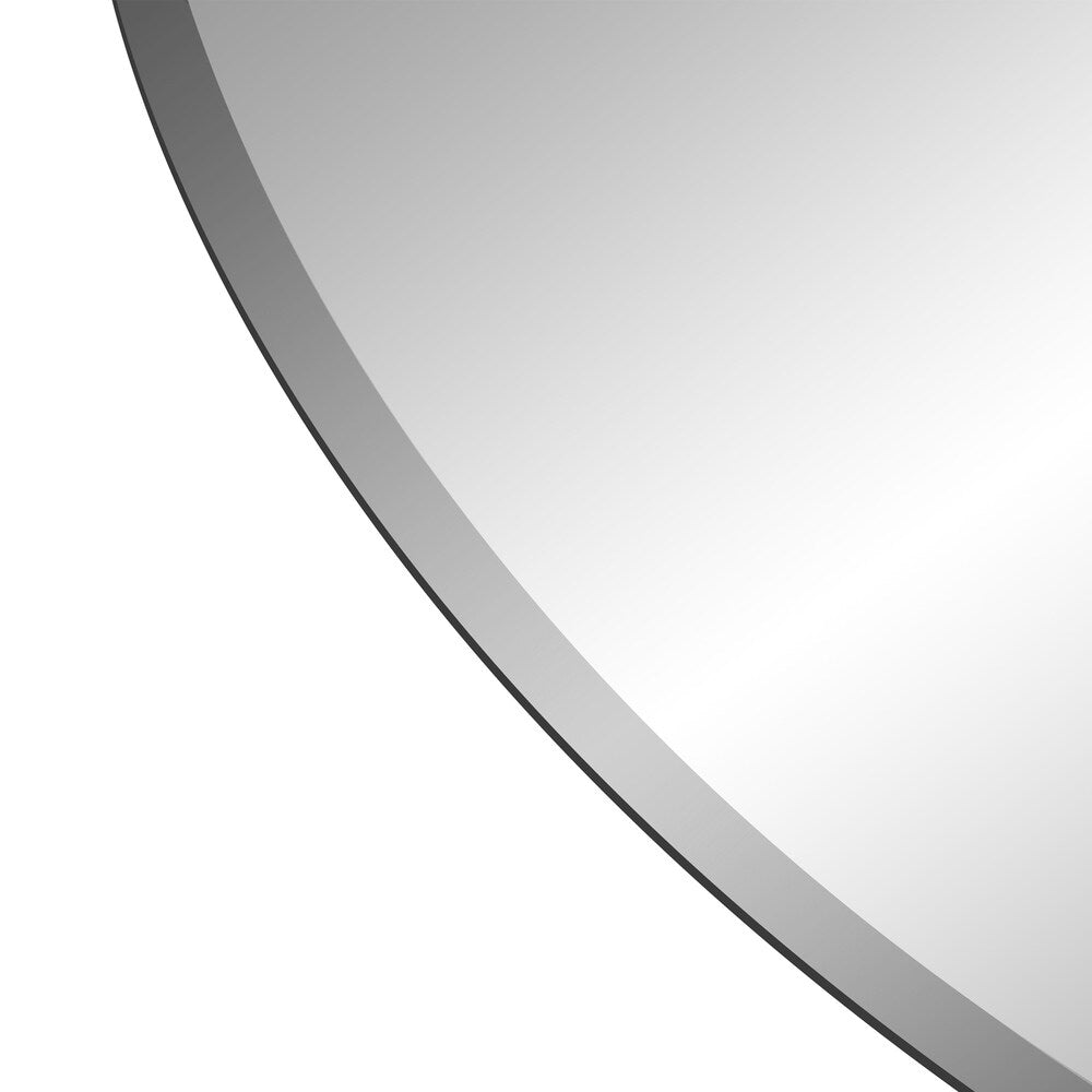28 Inch Frameless Beveled Wall Mirror With Hanging Chain - Silver
