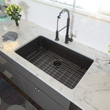 28 inch Undermount Kitchen Sink Gunmetal Black Stainless Steel Deep Single Bowl Kitchen - 28" x 18" x 10"