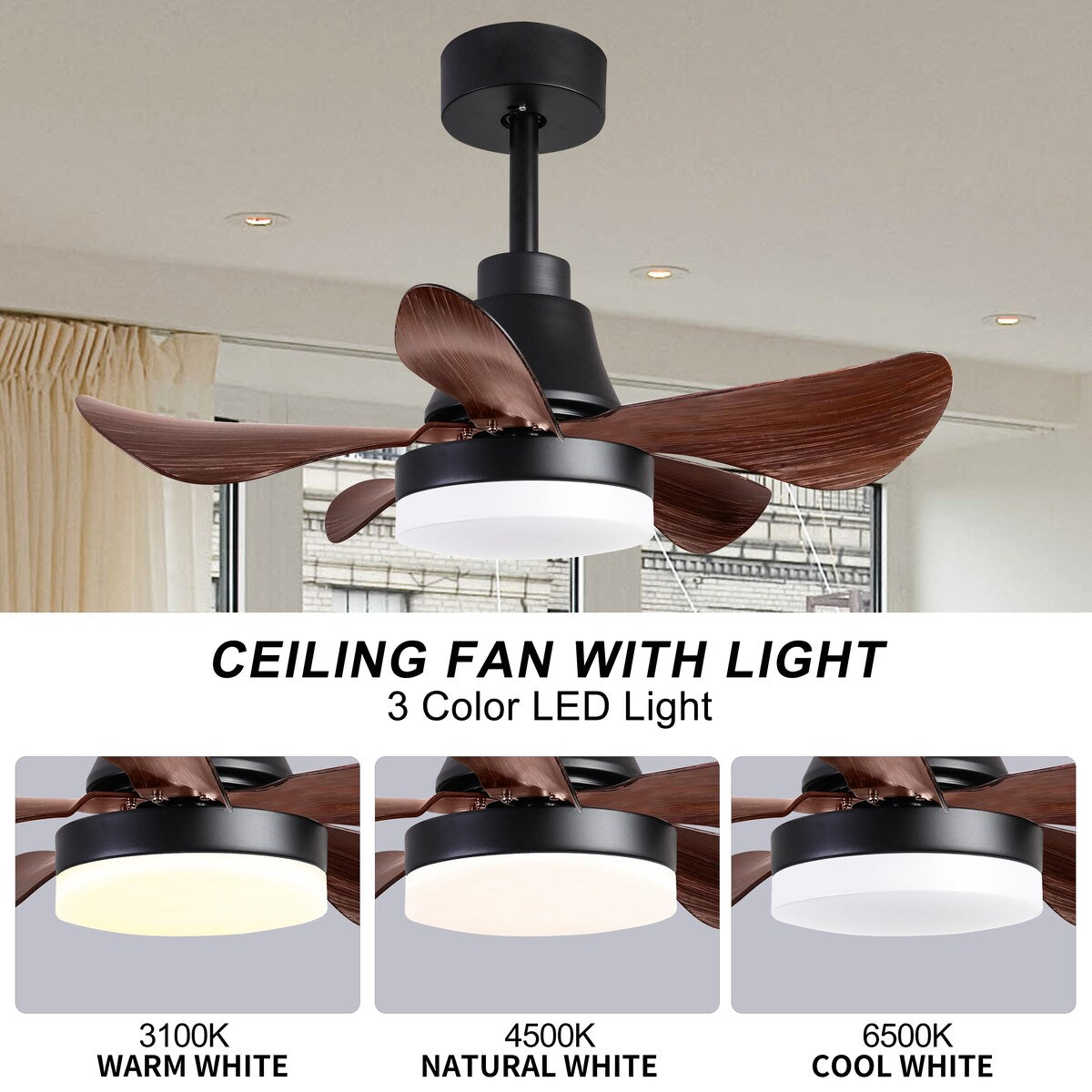 28 lnch Ceiling Fan with Lights Remote Control,Small Ceiling Fan Flush Mount - N/A