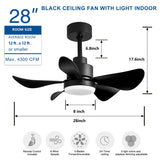 28 lnch Ceiling Fan with Lights Remote Control,Small Ceiling Fan Flush Mount - N/A