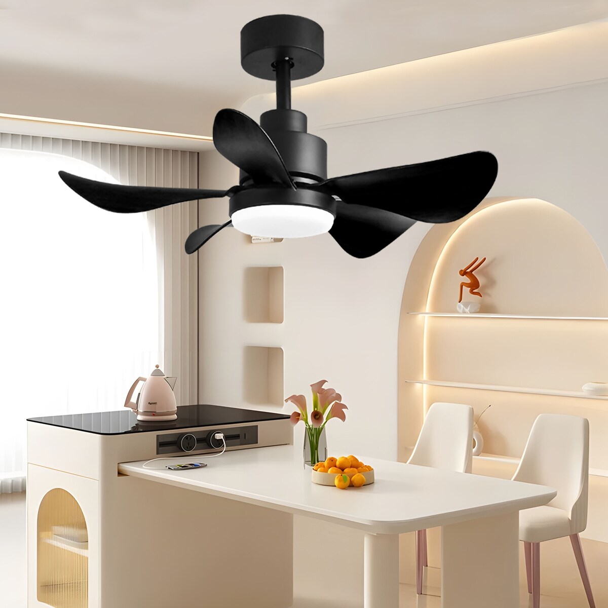 28 lnch Ceiling Fan with Lights Remote Control,Small Ceiling Fan Flush Mount - N/A