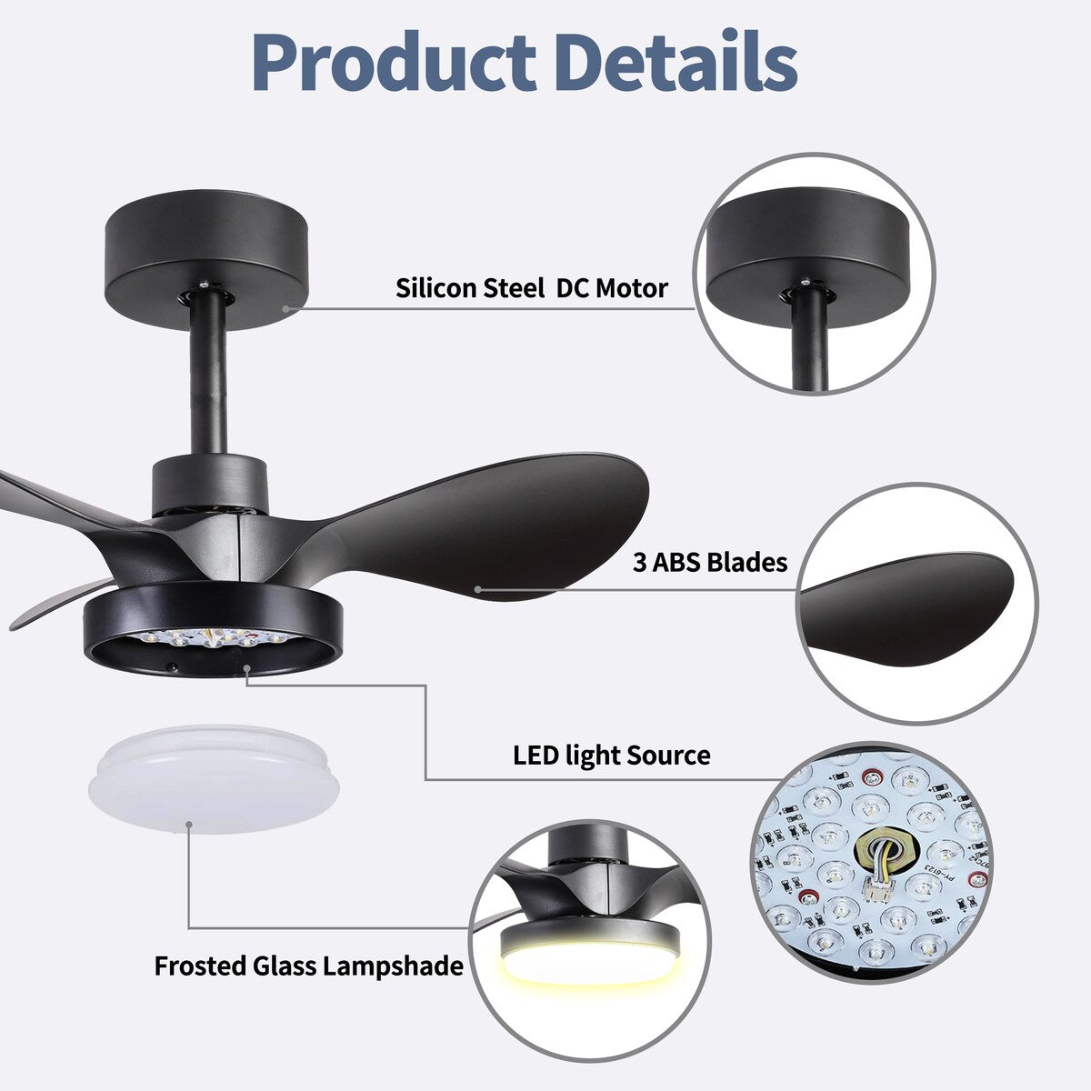 28 lnch Ceiling Fan with Lights Remote Control,Small Ceiling Fan Flush Mount - N/A