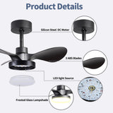 28 lnch Ceiling Fan with Lights Remote Control,Small Ceiling Fan Flush Mount - N/A