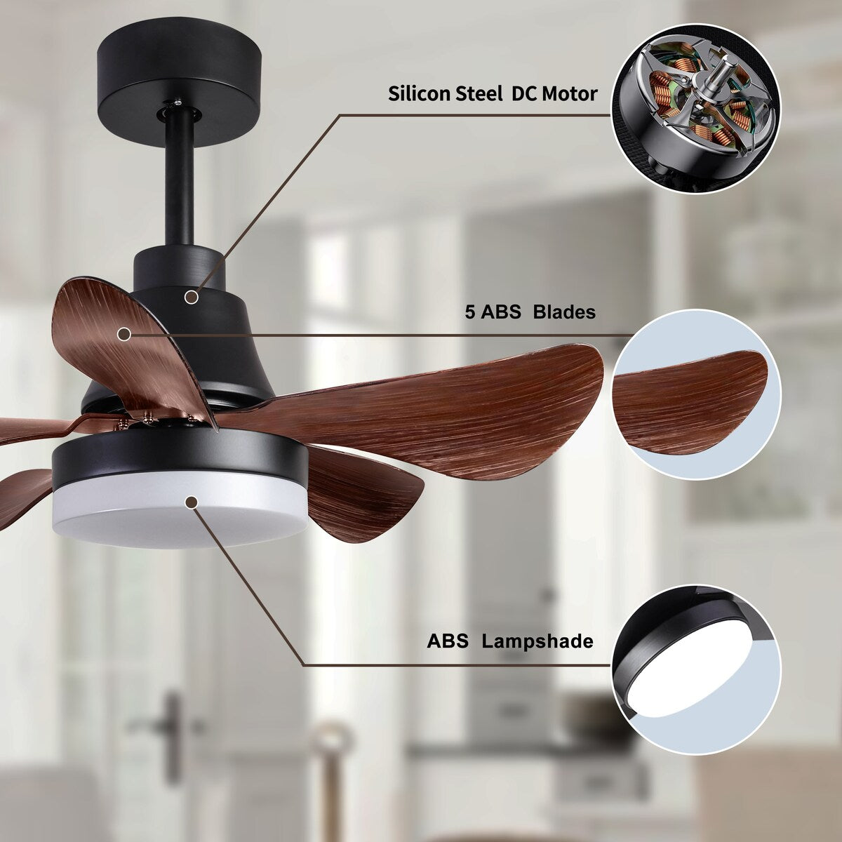 28 lnch Ceiling Fan with Lights Remote Control,Small Ceiling Fan Flush Mount - N/A