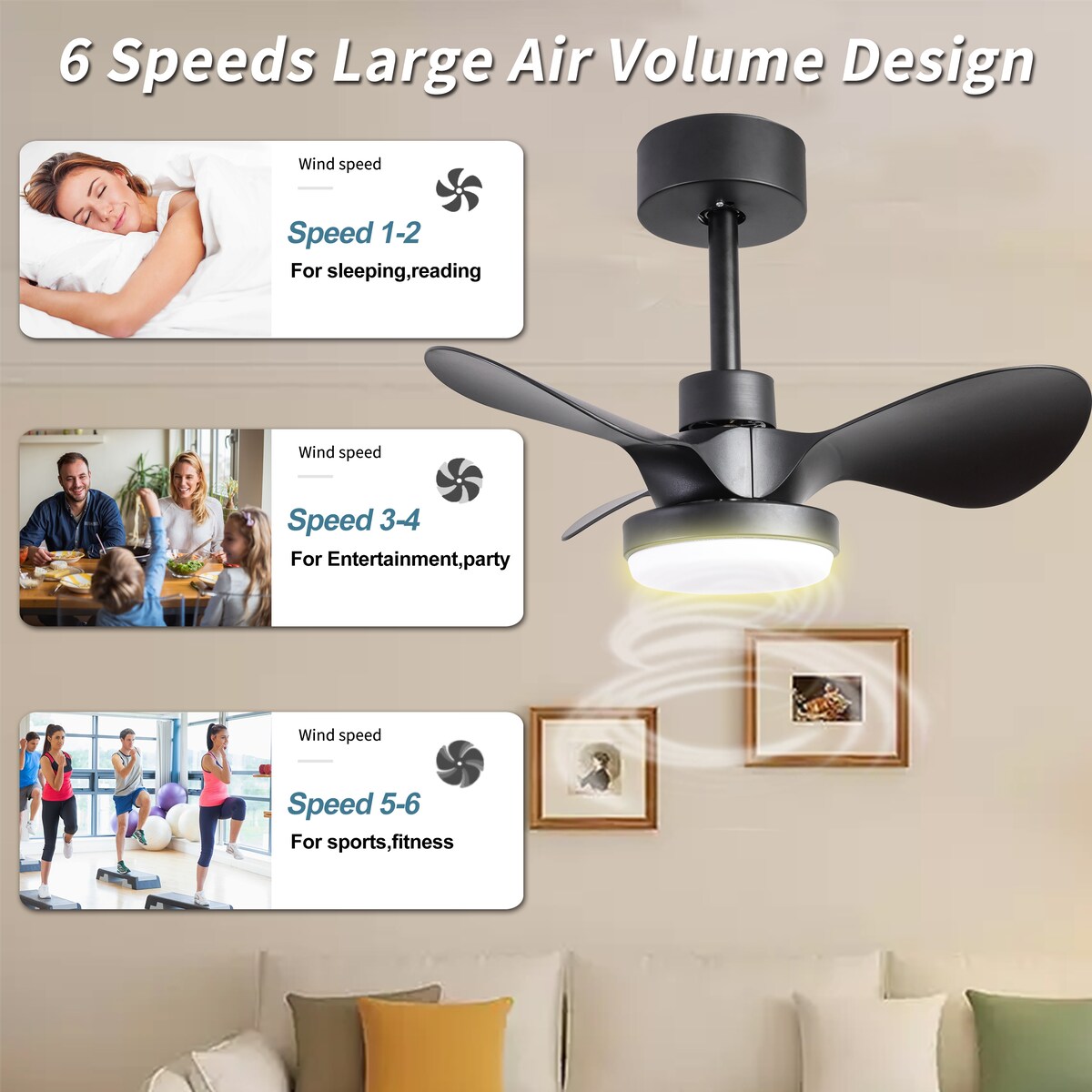 28 lnch Ceiling Fan with Lights Remote Control,Small Ceiling Fan Flush Mount - N/A