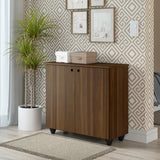28.5 Inch 2 Door Wooden Shoe Chest with Grain Details and Tapered Legs, Brown