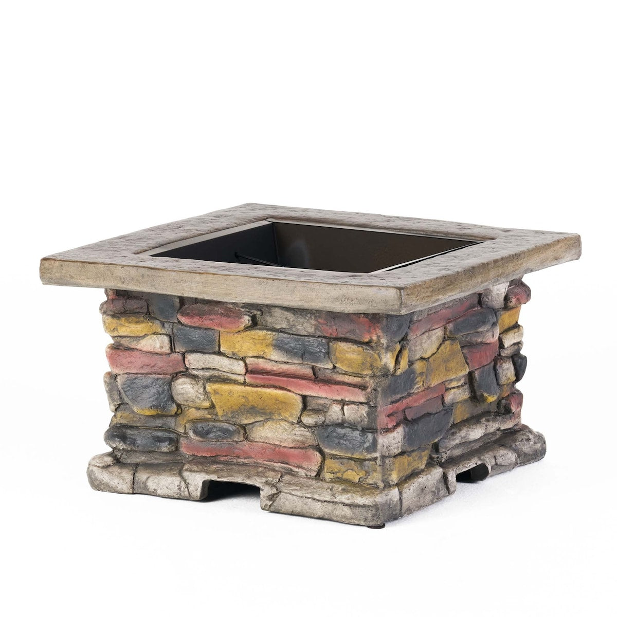28.7 in. W x 22 in. H Stone Square Wood Burning Outdoor Fire Pit