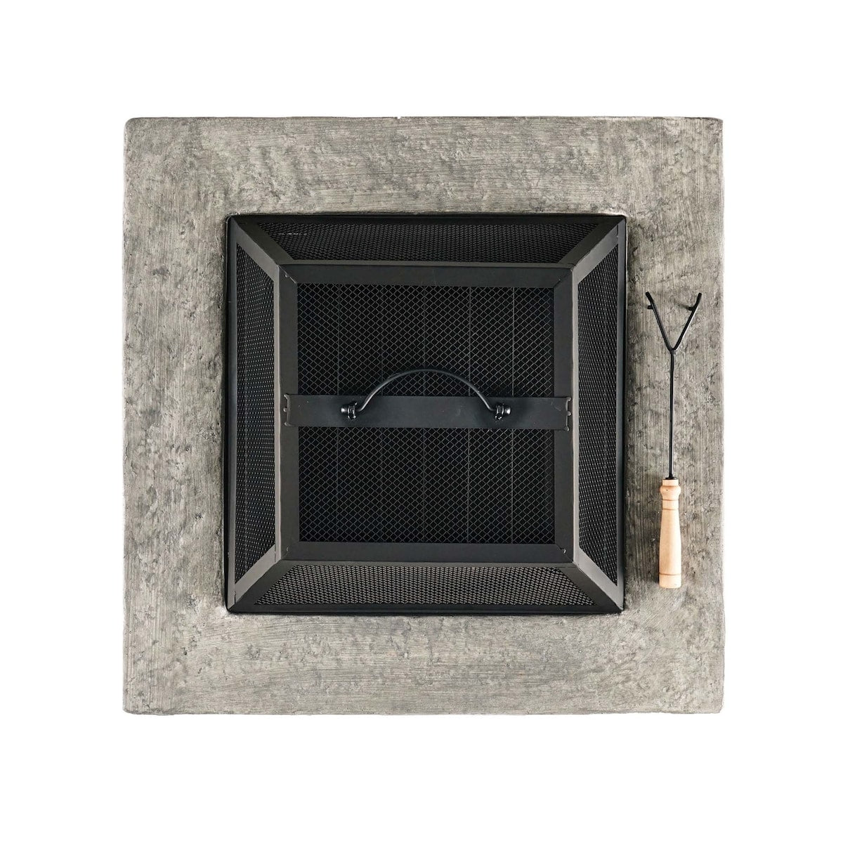 28.7 in. W x 22 in. H Stone Square Wood Burning Outdoor Fire Pit