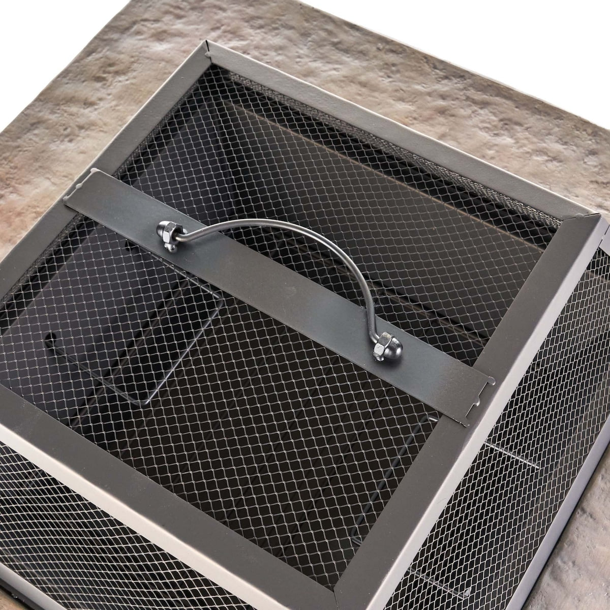 28.7 in. W x 22 in. H Stone Square Wood Burning Outdoor Fire Pit