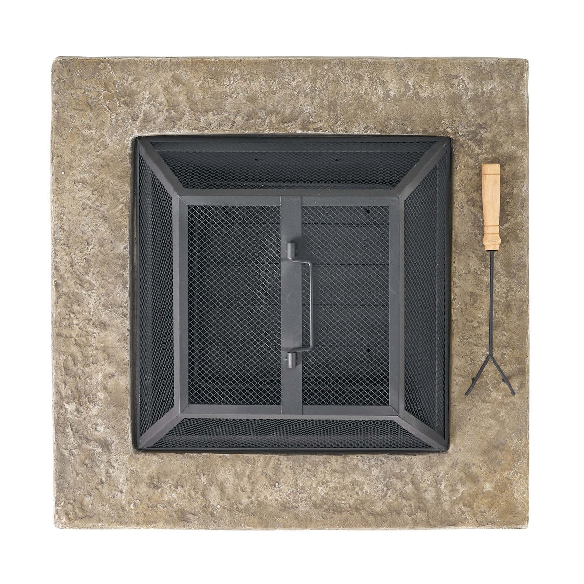 28.7 in. W x 22 in. H Stone Square Wood Burning Outdoor Fire Pit