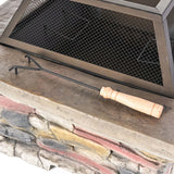 28.7 in. W x 22 in. H Stone Square Wood Burning Outdoor Fire Pit