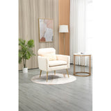 28.74" W Velvet Upholstered Accent Chair, Arm Chair with Pillow Back, Comefortable Cushion and Gold Metal Legs