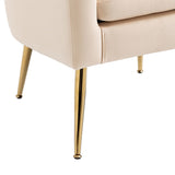 28.74" W Velvet Upholstered Accent Chair, Arm Chair with Pillow Back, Comefortable Cushion and Gold Metal Legs