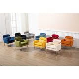 28.74" W Velvet Upholstered Accent Chair, Arm Chair with Pillow Back, Comefortable Cushion and Gold Metal Legs