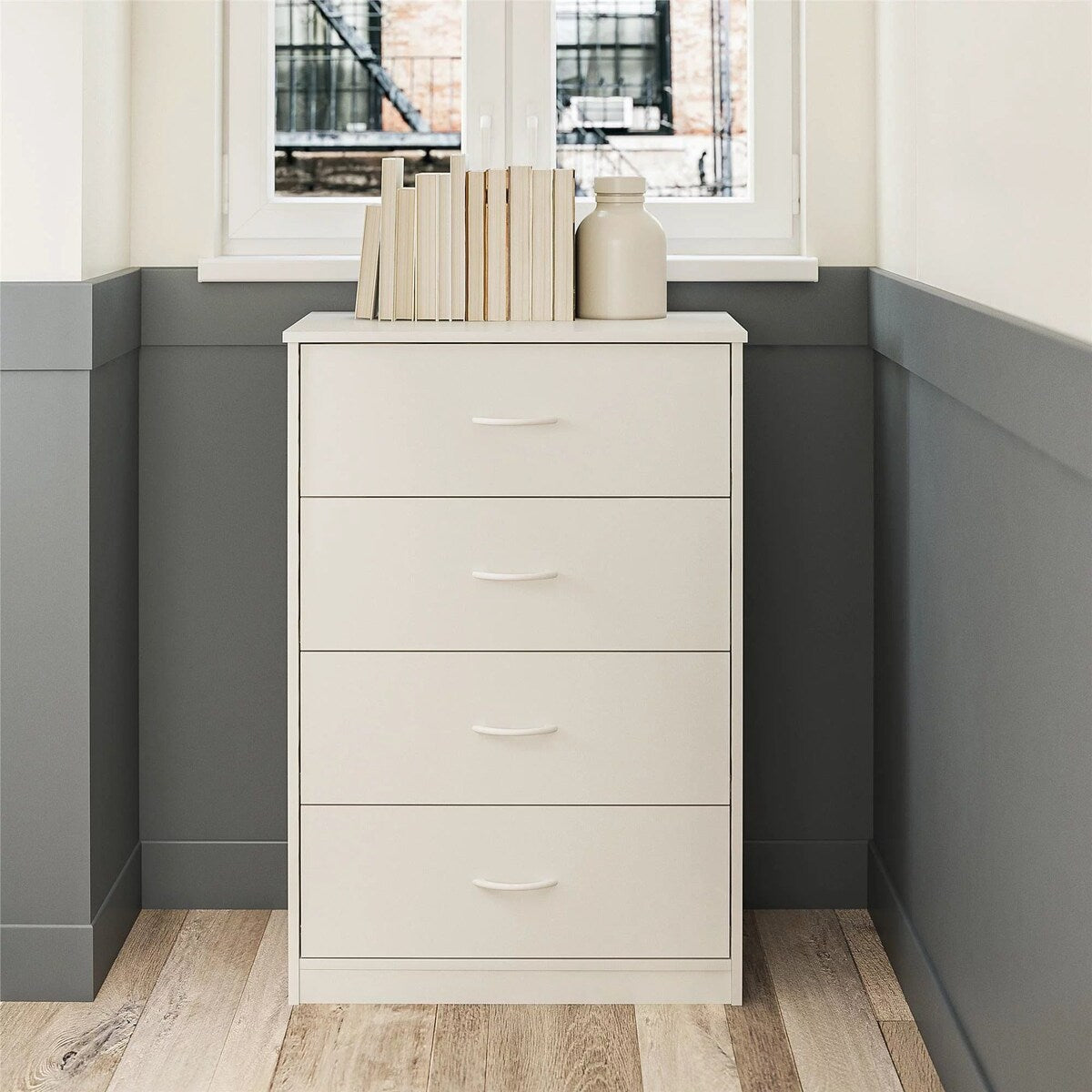 (Preferred Choice Furniture) Classic 4 Drawer Dresser, Suitable for Bedroom, Living Room, Dining Room, Items Storage Helper