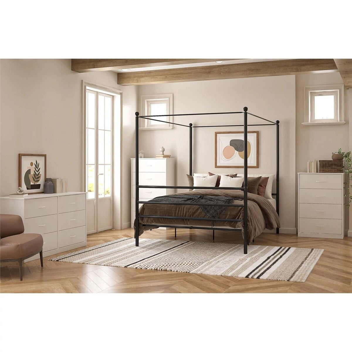 (Preferred Choice Furniture) Classic 4 Drawer Dresser, Suitable for Bedroom, Living Room, Dining Room, Items Storage Helper