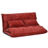 (Red) Sofa Bed Adjustable Folding Futon Sofa Leisure Sofa Bed with Two Pillows