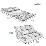 (Red) Sofa Bed Adjustable Folding Futon Sofa Leisure Sofa Bed with Two Pillows