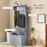 28" 3-In-1 Entryway Hall Tree with Storage Bench