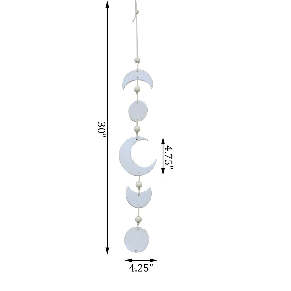 28" Beaded Ceramic Moon Phase Wind Chime
