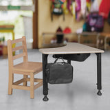 28" Boomerang Height Adjustable School Desk with Backpack Hook- Maple