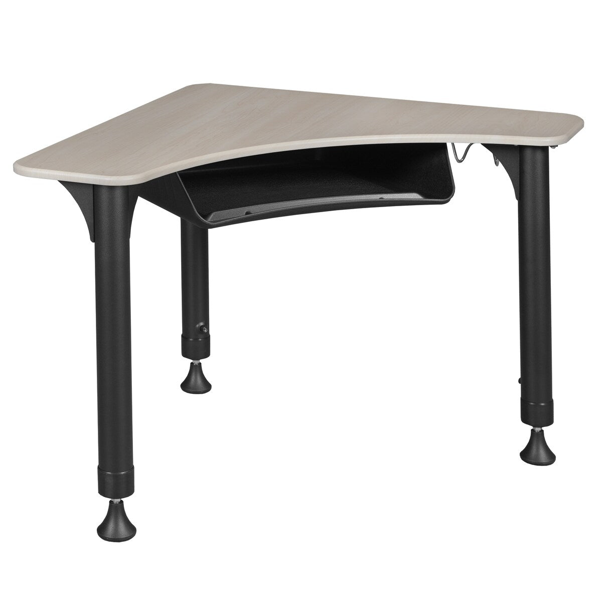28" Boomerang Height Adjustable School Desk with Backpack Hook- Maple
