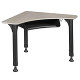 28" Boomerang Height Adjustable School Desk with Backpack Hook- Maple