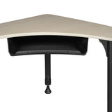 28" Boomerang Height Adjustable School Desk with Backpack Hook- Maple