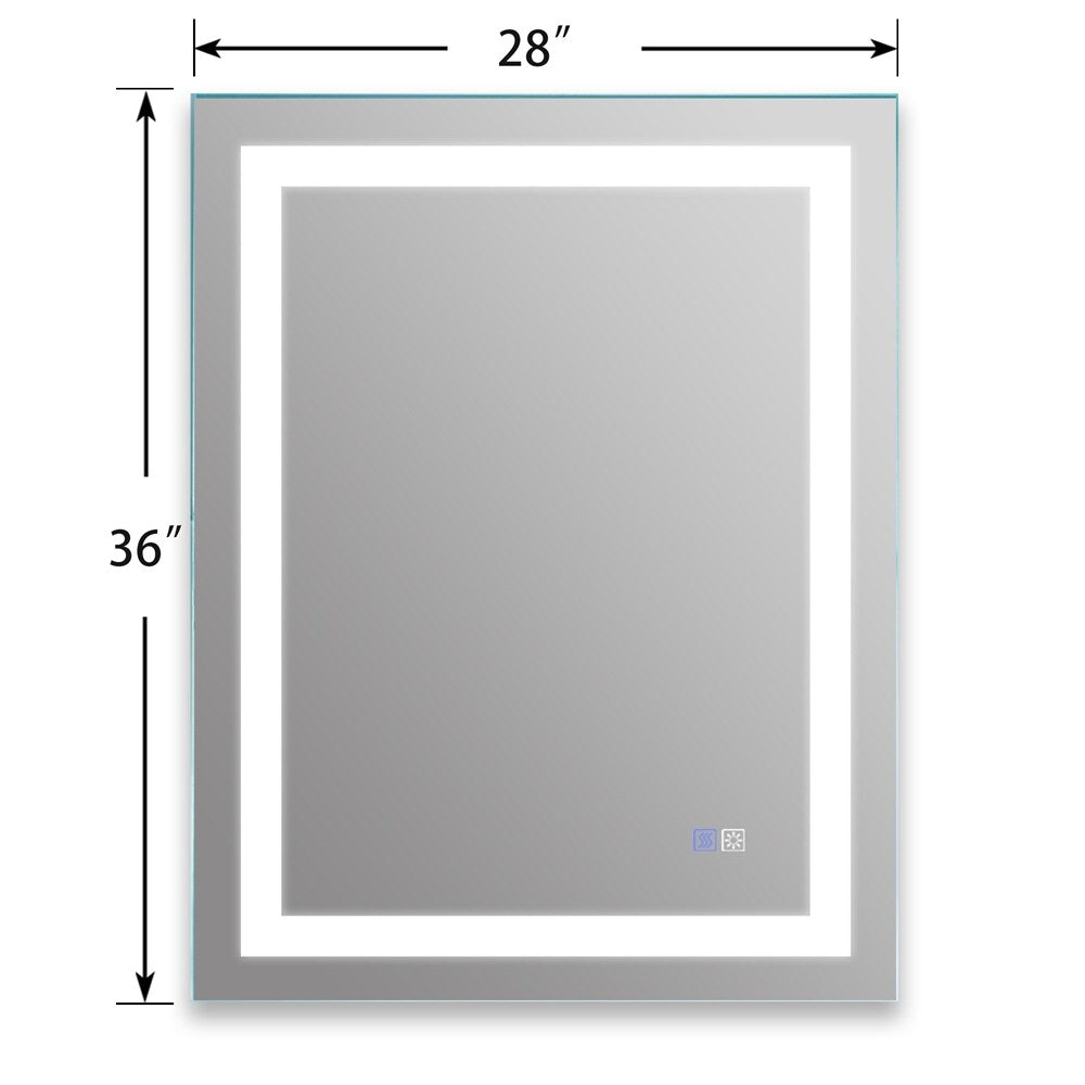 28"x 36" LED Dimmable Bathroom Vanity Mirror with Anti Fog
