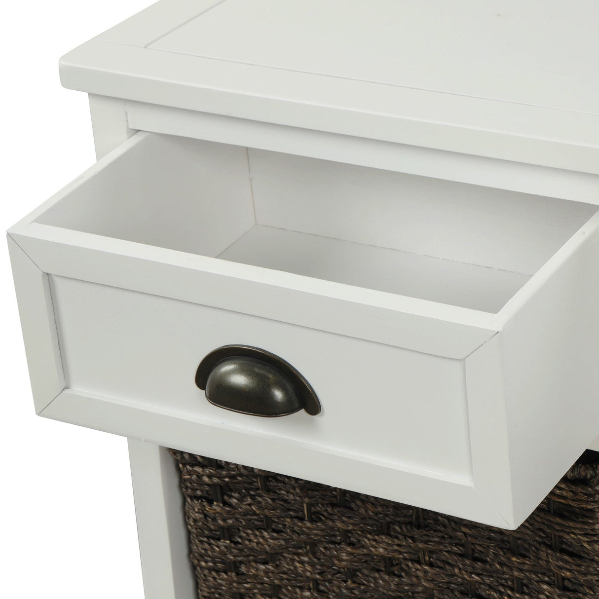 28'' Wood 2 Drawers Storage Cabinet with 4 Rattan Basket