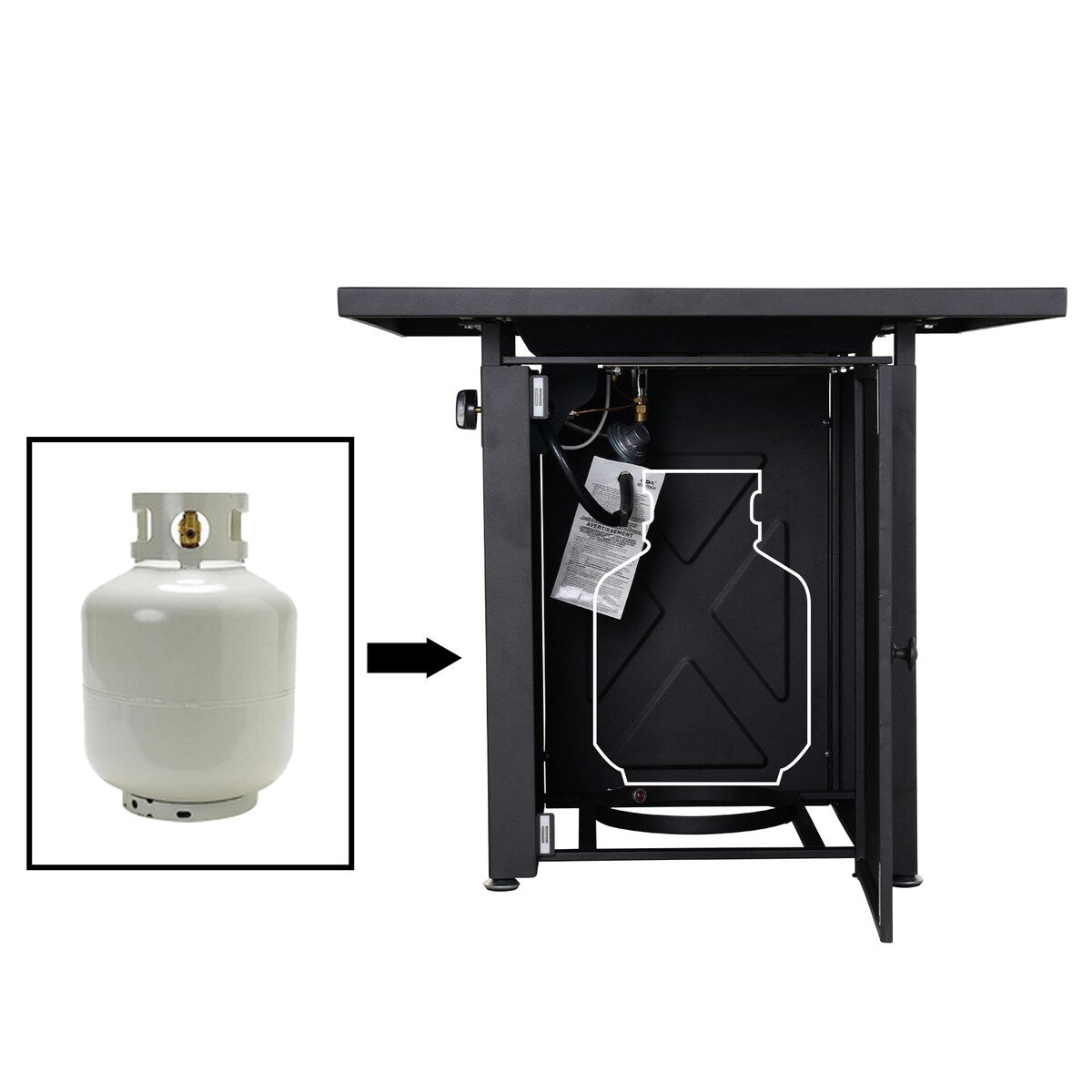 28 in. x 24.4 in. 50,000 BTU Full Iron Gas Fire Pit Square Brazier Table with Lid - 28*28*24.4 INCH