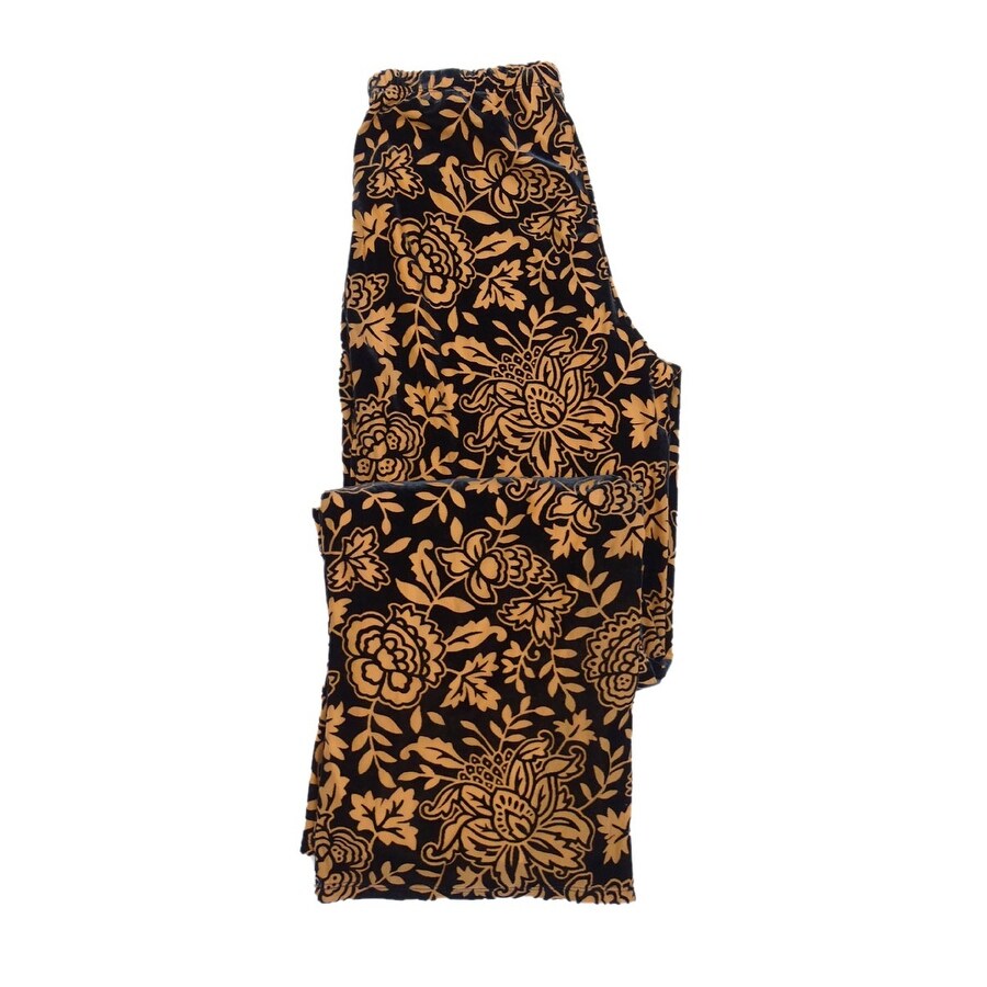 28th & Park Women's Botanical-Print Velvet Pants (S, Black/Nude)