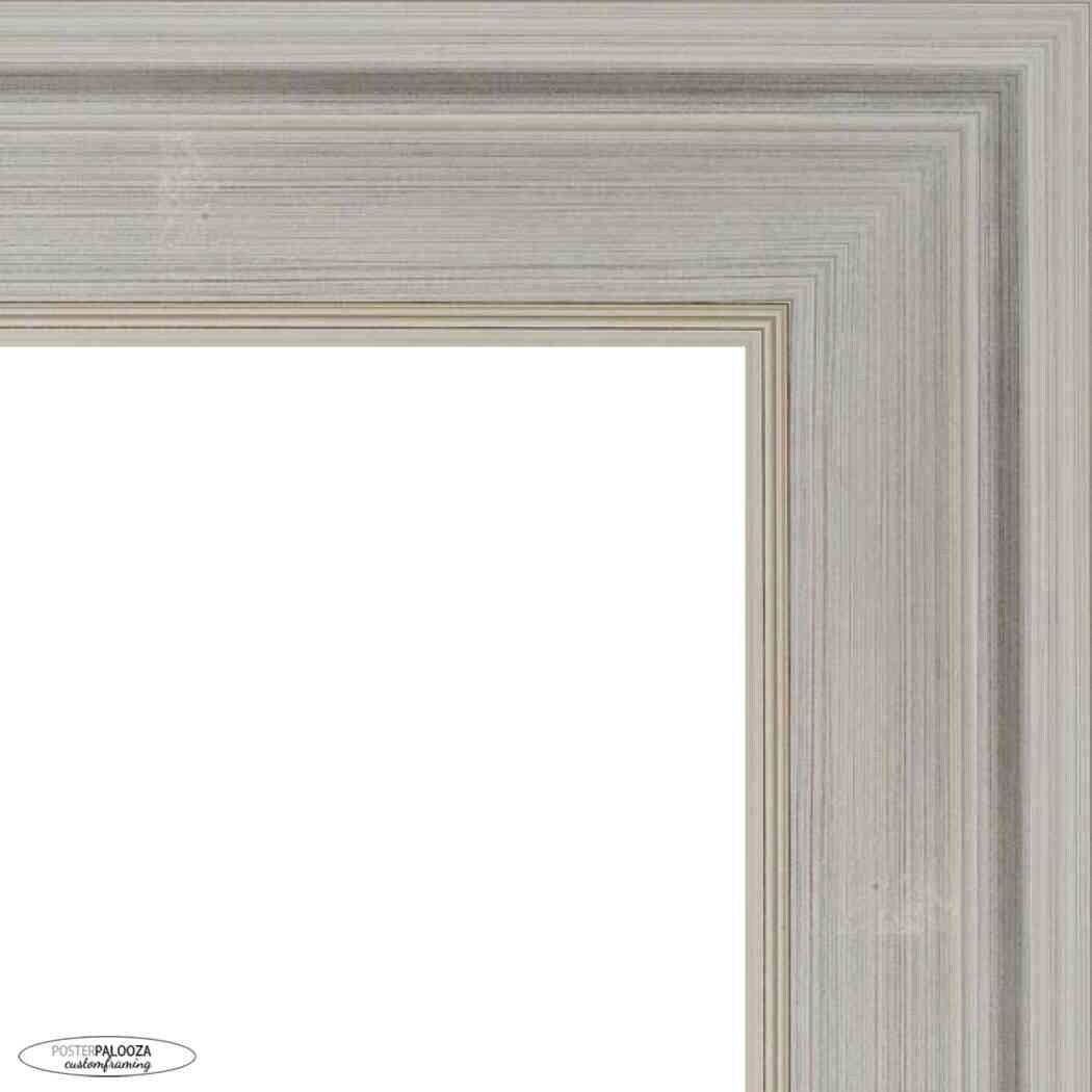 28x20 Contemporary Silver Complete Wood Picture Frame with UV Acrylic, Foam Board Backing, & Hardware