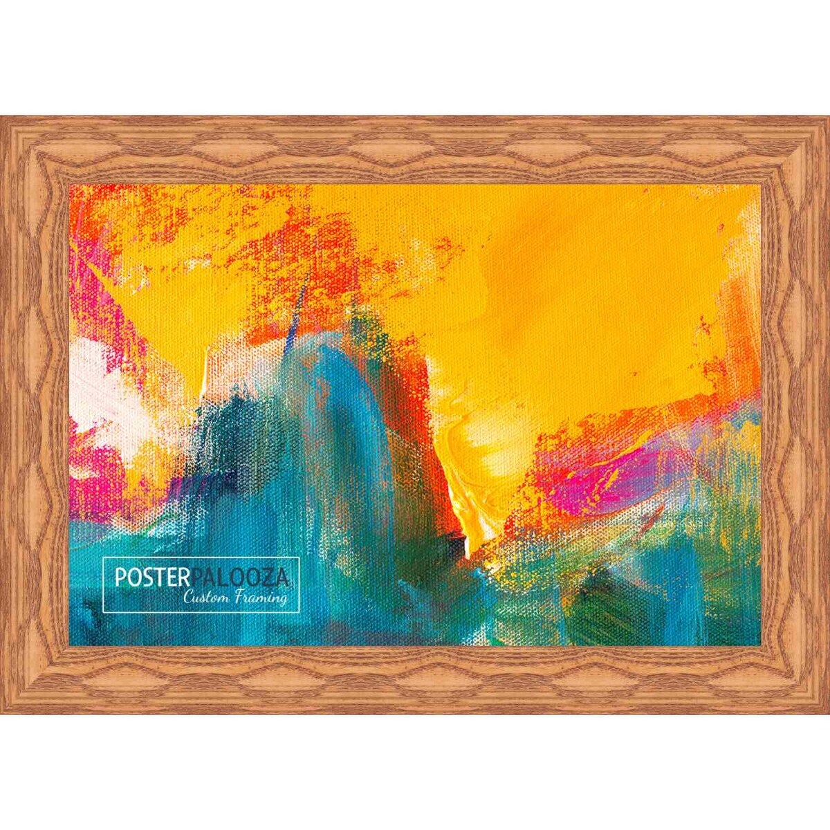 28x22 Contemporary Honey Pecan Complete Wood Picture Frame with UV Acrylic, Foam Board Backing, & Hardware