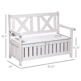 29 Gallon Garden Storage Bench with Waterproof Frame, Large Entryway Deck Box w/ Unique X-Shape Back, Louvered Side Panels